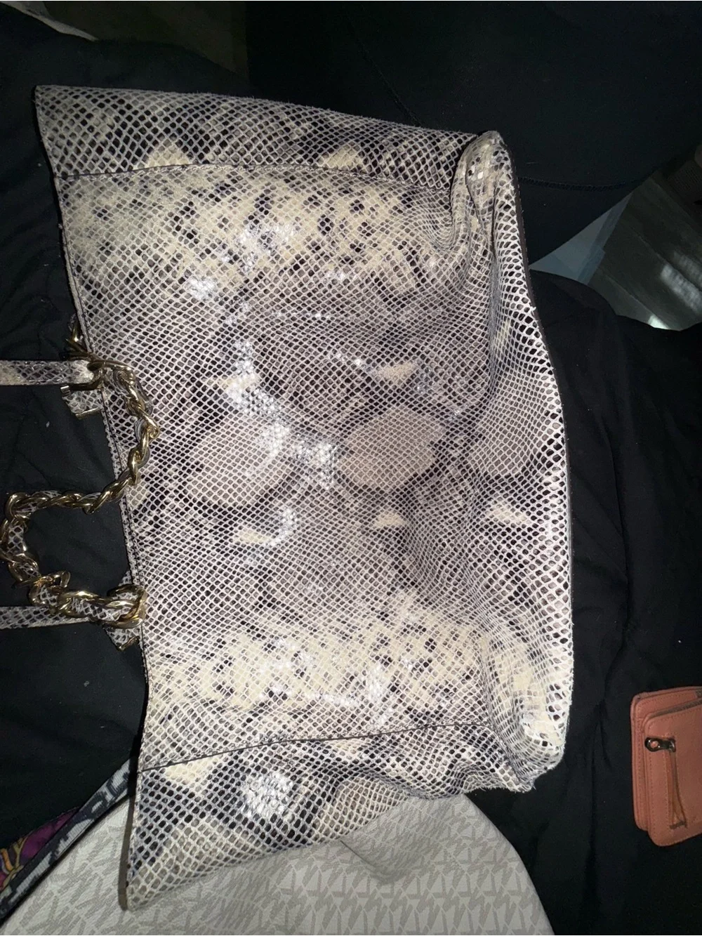 Michael Kors Snake-Print Tote Bag with Chain Handles - Neutral Tones